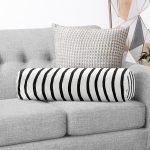 - RealHomes Özel Tasarımlı Dijital Baskılı İç Dolgulu Fermuarlı Silindir Yastık - Realhomes  Siyah Beyaz Düz Çizgili Modern İç Dolgulu Süet Silindir Yastık Kırlent - Bel Yastığı Realhomes