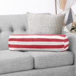 - RealHomes Özel Tasarımlı Dijital Baskılı İç Dolgulu Fermuarlı Silindir Yastık - Realhomes Kırmızı Beyaz Düz Çizgili Özel Tasarım İç Dolgulu Yumuşak Silindir Form Yastık Kırlent Realhomes