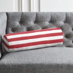 - RealHomes Özel Tasarımlı Dijital Baskılı İç Dolgulu Fermuarlı Silindir Yastık - Realhomes Kırmızı Beyaz Düz Çizgili Özel Tasarım İç Dolgulu Yumuşak Silindir Form Yastık Kırlent Realhomes