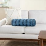 Lacivert Mavi Ebru Sanatı Dijital Baskılı Modern İç Dolgulu Süet Silindir Yastık Kırlent - Bel Yastığı Realhomes