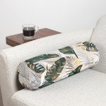 - RealHomes Özel Tasarımlı Dijital Baskılı İç Dolgulu Fermuarlı Silindir Yastık - Realhomes Gold Detaylı Tropik Yaprak Tasarımlı Dekoratif İç Dolgulu - Fermuarlı Süet Silindir Daire Yastık Kırlent Realhomes