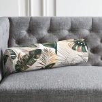 - RealHomes Özel Tasarımlı Dijital Baskılı İç Dolgulu Fermuarlı Silindir Yastık - Realhomes Gold Detaylı Tropik Yaprak Tasarımlı Dekoratif İç Dolgulu - Fermuarlı Süet Silindir Daire Yastık Kırlent Realhomes