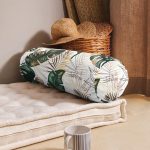 - RealHomes Özel Tasarımlı Dijital Baskılı İç Dolgulu Fermuarlı Silindir Yastık - Realhomes Gold Detaylı Tropik Yaprak Tasarımlı Dekoratif İç Dolgulu - Fermuarlı Süet Silindir Daire Yastık Kırlent Realhomes