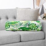 - RealHomes Özel Tasarımlı Dijital Baskılı İç Dolgulu Fermuarlı Silindir Yastık - Realhomes Realhomes Beyaz Zeminde Yeşil Yapraklar Tasarımlı Modern İç Dolgulu - Fermuarlı Süet Silindir Rulo Yastık Kırlent Realhomes