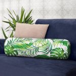 - RealHomes Özel Tasarımlı Dijital Baskılı İç Dolgulu Fermuarlı Silindir Yastık - Realhomes Realhomes Beyaz Zeminde Yeşil Yapraklar Tasarımlı Modern İç Dolgulu - Fermuarlı Süet Silindir Rulo Yastık Kırlent Realhomes