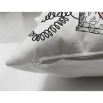 Çift Taraflı Beyaz Zemin Antika Telefon Çizimli Dijital Baskılı Dekoratif Süet Yastık Kırlent Kılıfı Realhomes