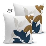 Çift Taraflı Özel Tasarım Yaprak Motifli Dijital Baskılı Modern Süet Yastık Kırlent Kılıfı Realhomes