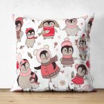 - Mobile - Realhomes Realhomes Çift Taraflı Sevimli Penguen ve Yavruları Özel Tasarım Dijital Baskılı Modern Süet Yastık Kırlent Kılıfı Realhomes