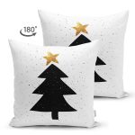 - Suet-K10011-Gorsel-1 - Realhomes Çift Taraflı Beyaz Zemin Siyah Çam Ağacı Çizimli Dijital Baskılı Dekoratif Süet Yastık Kırlent Kılıfı Realhomes