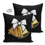 Çift Taraflı Siyah Zemin Sarı Çan Desenli Dijital Baskılı Modern Süet Yastık Kırlent Kılıfı Realhomes