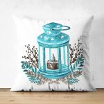 - Suet-K10022-Gorsel - Realhomes Çift Taraflı Suluboya Çizimli Mumluk Tasarımlı Dijital Baskılı Dekoratif Süet Yastık Kırlent Kılıfı Realhomes