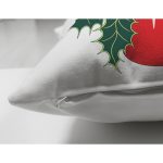 Çift Taraflı Beyaz & Kırmızı Kurdeleli Mum Motifli Dijital Baskılı Dekoratif Süet Yastık Kırlent Kılıfı Realhomes