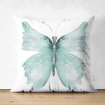 - Suet-K10036-Gorsel - Realhomes Çift Taraflı Beyaz Zemin Mavi Kelebek Motifli Dijital Baskılı Dekoratif Süet Yastık Kırlent Kılıfı Realhomes