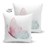 - Suet-K10037-Gorsel-1 - Realhomes Çift Taraflı Beyaz Zemin Pembe & Mavi Kelebek Motifli Dijital Baskılı Modern Süet Yastık Kırlent Kılıfı Realhomes