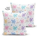 - Basic CMYK - Realhomes Realhomes Çift Taraflı Renkli Unicorn At Tasarımlı Dijital Baskılı Modern Süet Yastık Kırlent Kılıfı Realhomes