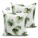 - Suet-K10040-Gorsel-1 - Realhomes Çift Taraflı Yeşil Tropik Yapraklar Tasarımlı Dijital Baskılı Modern Süet Yastık Kırlent Kılıfı Realhomes