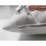 - Suet-K10062-Gorsel-2 - Realhomes Çift Taraflı Çam Yapraklı Mum Tasarımlı Dijital Baskılı Modern Süet Yastık Kırlent Kılıfı Realhomes