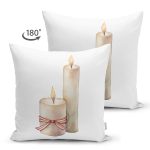 Çift Taraflı Özel Tasarım Mum Motifli Dijital Baskılı Dekoratif Süet Yastık Kırlent Kılıfı Realhomes