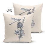 Çift Taraflı Krem Zemin Karakalem Çizimli Dijital Baskılı Modern Süet Yastık Kırlent Kılıfı Realhomes