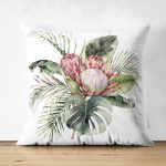- Suet-K10067-Gorsel - Realhomes Çift Taraflı Tropik Yaprak Tasarımlı Dijital Baskılı Dekoratif Süet Yastık Kırlent Kılıfı Realhomes