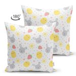 Realhomes Çift Taraflı Çilek Motifli Tavşan Tasarımlı Dijital Baskılı Modern Süet Yastık Kırlent Kılıfı Realhomes