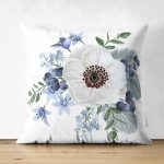Çift Taraflı Beyaz Gül Tasarımlı Dijital Baskılı Modern Süet Yastık Kırlent Kılıfı Realhomes