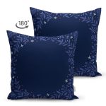 Çift Taraflı Lacivert Zeminli Çiçek Çerçeveli Dijital Baskılı Dekoratif Süet Yastık Kırlent Kılıfı Realhomes