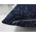 Çift Taraflı Lacivert Zeminli Çiçek Çerçeveli Dijital Baskılı Dekoratif Süet Yastık Kırlent Kılıfı Realhomes