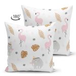 - Основные RGB - Realhomes Realhomes Çift Taraflı Sevimli Flamingo ve Fil Desenli Özel Tasarım Dijital Baskılı Modern Süet Yastık Kırlent Kılıfı Realhomes