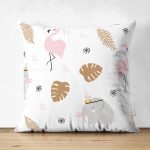 - Основные RGB - Realhomes Realhomes Çift Taraflı Sevimli Flamingo ve Fil Desenli Özel Tasarım Dijital Baskılı Modern Süet Yastık Kırlent Kılıfı Realhomes