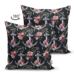 - Suet-K10082-Gorsel-1 - Realhomes Çift Taraflı Siyah Zemin Çapa Motifli Dijital Baskılı Modern Süet Yastık Kırlent Kılıfı Realhomes