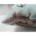 Çift Taraflı Mint Yeşili Zeminli Dümen Tasarımlı Dijital Baskılı Dekoratif Süet Yastık Kırlent Kılıfı Realhomes