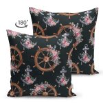 - Suet-K10084-Gorsel-1 - Realhomes Çift Taraflı Siyah Zemin Çapa & Dümen Tasarımlı Dijital Baskılı Modern Süet Yastık Kırlent Kılıfı Realhomes