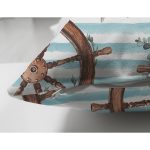 Çift Taraflı Mavi Çizgili Çapa & Dümen Motifli Dijital Baskılı Modern Süet Yastık Kırlent Kılıfı Realhomes