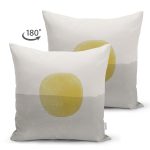 Çift Taraflı Güneş & Ay Sanatsal Çizimli Dijital Baskılı Dekoratif Süet Yastık Kırlent Kılıfı Realhomes