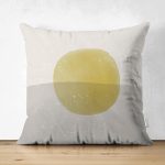 Çift Taraflı Güneş & Ay Sanatsal Çizimli Dijital Baskılı Dekoratif Süet Yastık Kırlent Kılıfı Realhomes