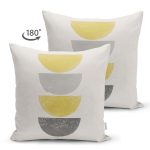 Çift Taraflı Güneş & Ay Sanatsal Çizimli Dijital Baskılı Modern Süet Yastık Kırlent Kılıfı Realhomes