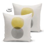 Çift Taraflı Güneş & Ay Sanatsal Çizimli Dijital Baskılı Dekoratif Süet Yastık Kırlent Kılıfı Realhomes