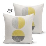Çift Taraflı Güneş & Ay Sanatsal Çizimli Dijital Baskılı Modern Süet Yastık Kırlent Kılıfı Realhomes