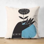 - Suet-K10093-Gorsel - Realhomes Çift Taraflı Sanatsal Yeşeren Çiçek Tasarımlı Dijital Baskılı Dekoratif Süet Yastık Kırlent Kılıfı Realhomes