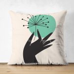 Çift Taraflı Sanatsal Yeşeren Çiçek Tasarımlı Dijital Baskılı Modern Süet Yastık Kırlent Kılıfı Realhomes