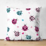 - Cute Ladybug Seamless Pattern Background Vector Illustration - Realhomes Realhomes Çift Taraflı Renkli Uğurböceği Motifli Özel Tasarım Dijital Baskılı Modern Süet Yastık Kırlent Kılıfı Realhomes