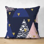- Suet-K10105-Gorsel - Realhomes Çift Taraflı Lacivert Zemin Geometrik Üçgen Tasarımlı Dijital Baskılı Dekoratif Süet Yastık Kırlent Kılıfı Realhomes