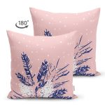 Çift Taraflı Pembe Zemin Özel Tasarımlı Dijital Baskılı Modern Süet Yastık Kırlent Kılıfı Realhomes