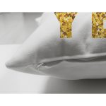 Çift Taraflı Beyaz Zemin Gold & Lacivert Happy New Year Çizimli Dijital Baskılı Modern Süet Yastık Kırlent Kılıfı Realhomes