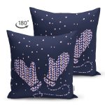 Çift Taraflı Koyu Lacivert Zemin Eldiven Tasarımlı Dijital Baskılı Dekoratif Süet Yastık Kırlent Kılıfı Realhomes