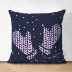 Çift Taraflı Koyu Lacivert Zemin Eldiven Tasarımlı Dijital Baskılı Dekoratif Süet Yastık Kırlent Kılıfı Realhomes