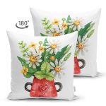 Çift Taraflı Pastel Renkli Çiçek Tasarımlı Dijital Baskılı Dekoratif Süet Yastık Kırlent Kılıfı Realhomes