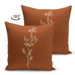 - Suet-K10124-Gorsel-1 - Realhomes Çift Taraflı Kahve Zemin Minimalist Çizimli Dijital Baskılı Modern Süet Yastık Kırlent Kılıfı Realhomes