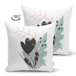 Çift Taraflı Sanatsal Yaprak Çizimli Dijital Baskılı Modern Süet Yastık Kırlent Kılıfı Realhomes